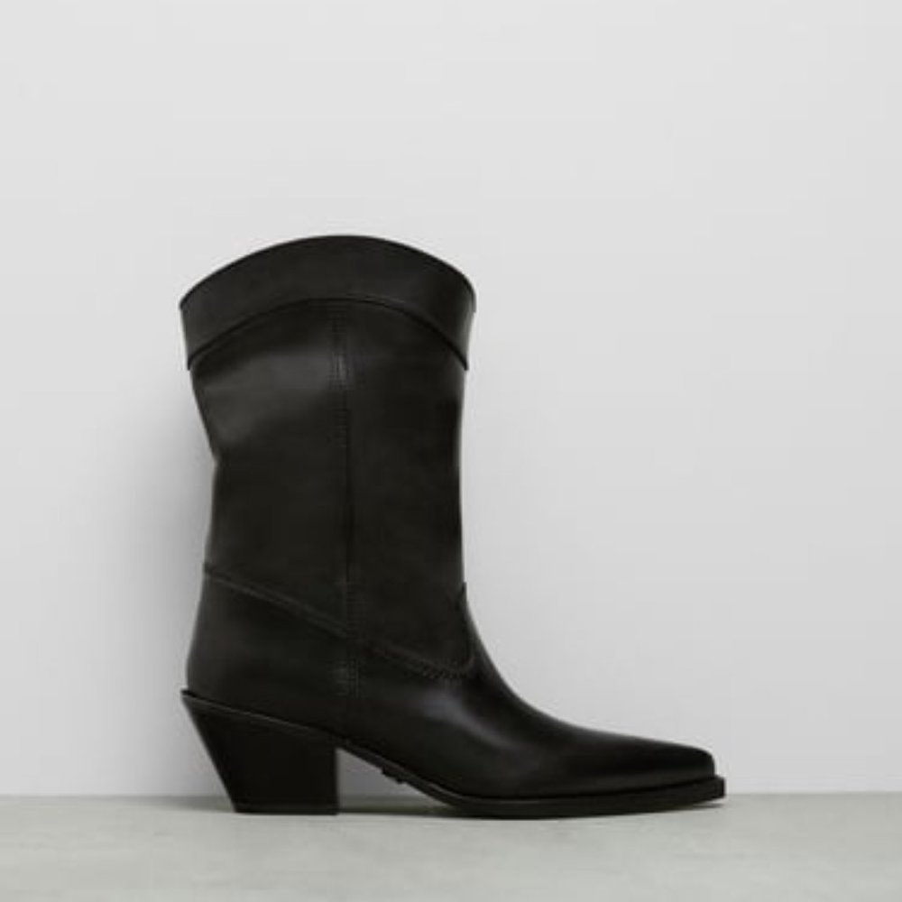 Cowboy Leather Heeled Ankle Boots